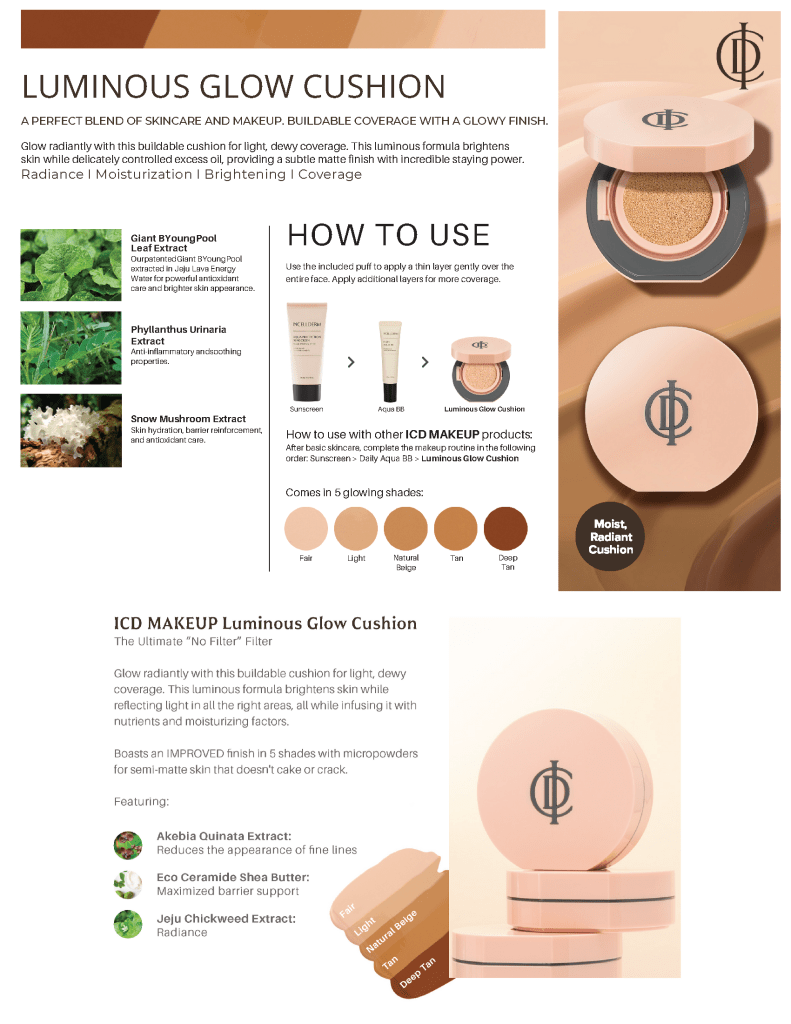 ICD Makeup Luminous Glow Cushion - by RIMAN Incellderm - INCELLDERM US