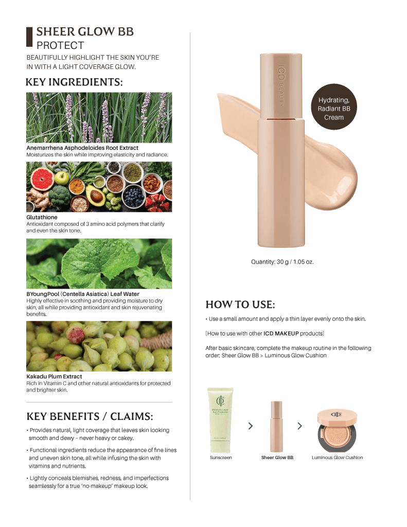 ICD Makeup Sheer Glow BB Cream - by RIMAN Incellderm - INCELLDERM US