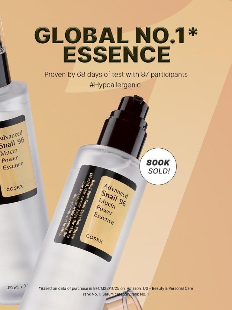 COSRX Snail 96 Mucin Power Essence 100ML, 3.38 fl. - RIMAN KBeauty - Korean Skincare Routine for Glass Skin
