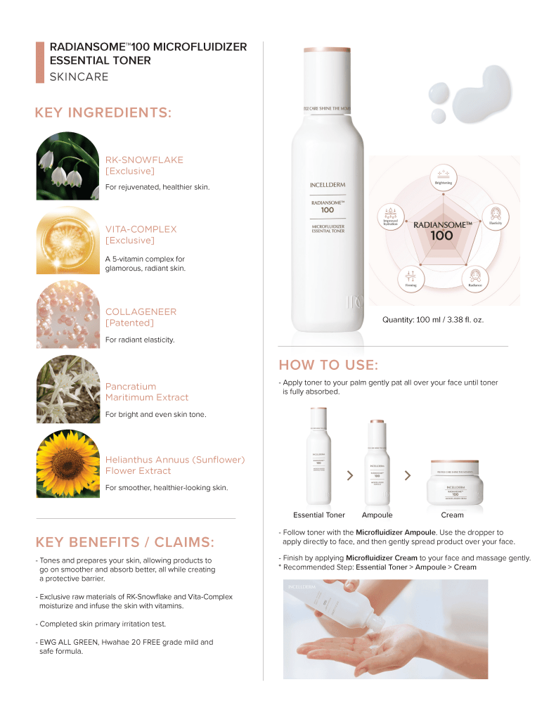 ICD Radiansome™100 Microfluidizer Essential Toner - RIMAN KBeauty - Korean Skincare Routine for Glass Skin